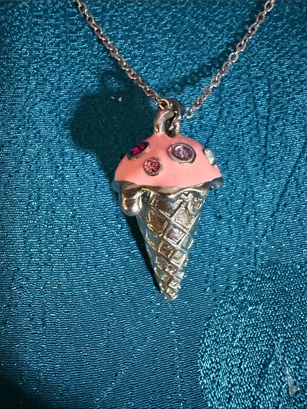 Pink Ice Cream Cone Pendant Necklace - Women Jewelry